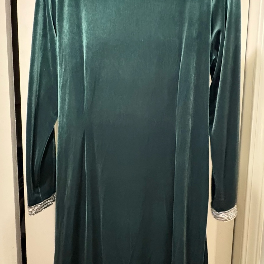 MSK Green Velvet Dress with Silver Accents - Picture 6 of 6